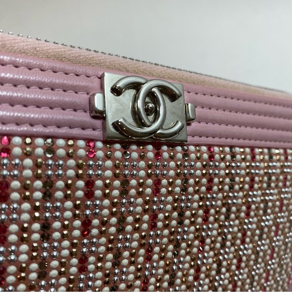 Chanel Boy Crystal Embellished Zip Around Wallet - Picture 2 of 10